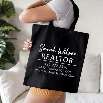 Custom Realtor Tote Bag, Personalized Business Tote Bag, Custom Real Estate Agent Gift, Tote Bag With Logo, Promotional Tote Bag, Reusable