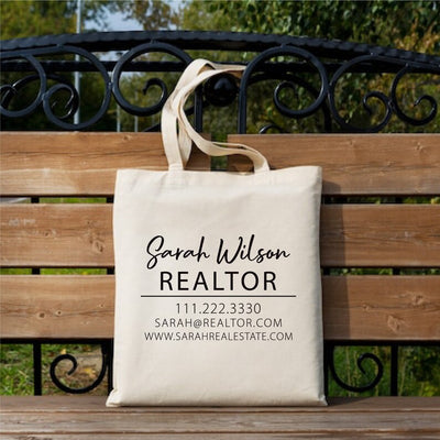 Custom Realtor Tote Bag, Personalized Business Tote Bag, Custom Real Estate Agent Gift, Tote Bag With Logo, Promotional Tote Bag, Reusable