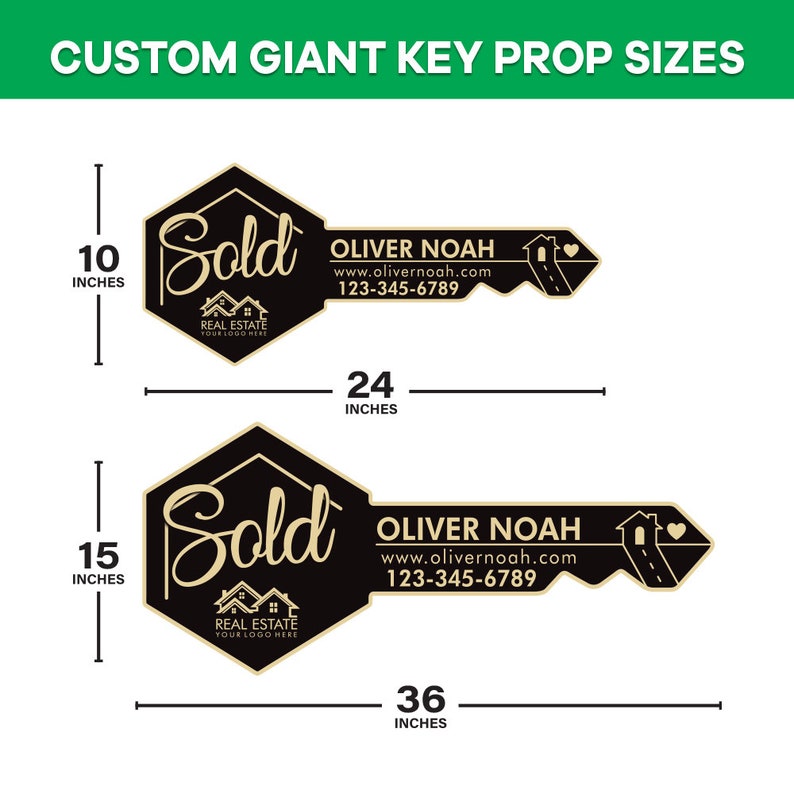 Personalized Real Estate Marketing Key Cutout Sign, Customized Realtor Social Media Photo Props, Realtor Key Sign, Customized Just Sold Key