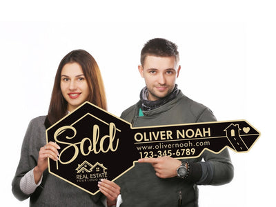 Personalized Real Estate Marketing Key Cutout Sign, Customized Realtor Social Media Photo Props, Realtor Key Sign, Customized Just Sold Key