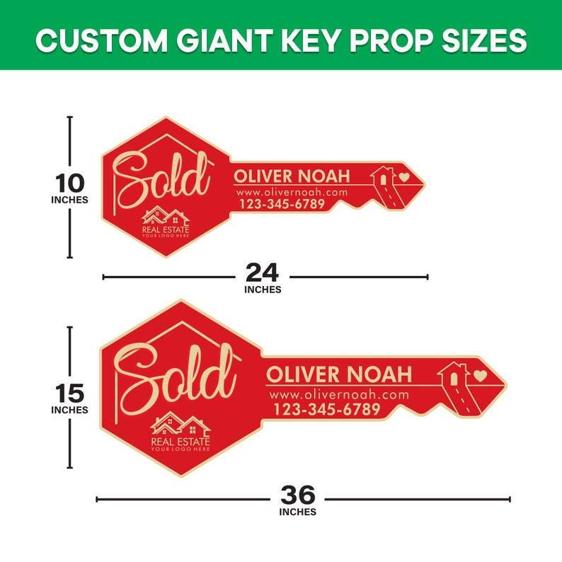 Personalized Real Estate Marketing Key Cutout Sign, Customized Realtor Social Media Photo Props, Realtor Key Sign, Customized Just Sold Key