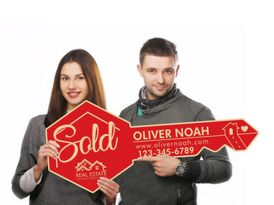 Personalized Real Estate Marketing Key Cutout Sign, Customized Realtor Social Media Photo Props, Realtor Key Sign, Customized Just Sold Key