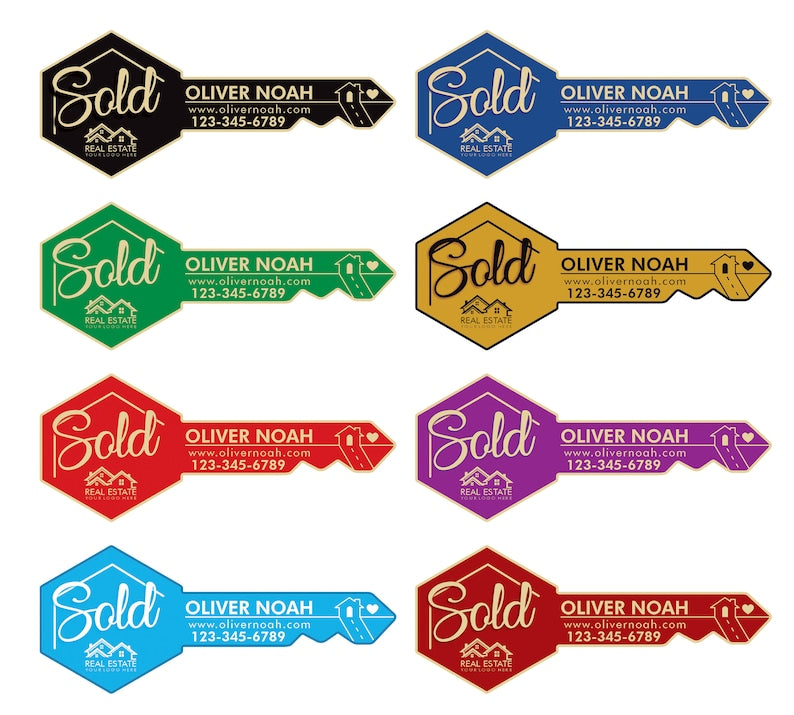 Personalized Real Estate Marketing Key Cutout Sign, Customized Realtor Social Media Photo Props, Realtor Key Sign, Customized Just Sold Key