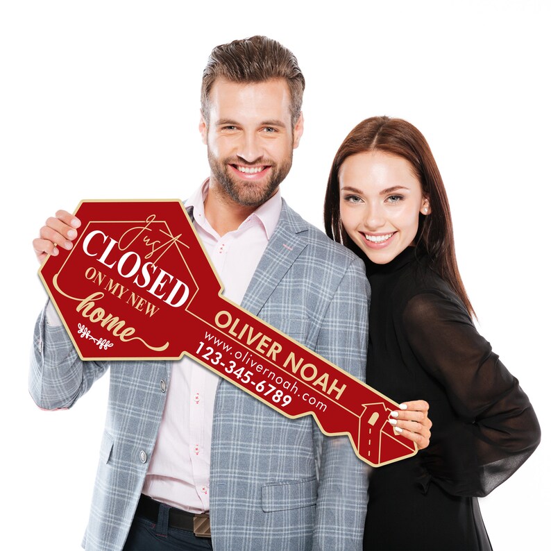 Personalized Real Estate Marketing Key Cutout Sign, Customized Realtor Social Media Photo Props, Realtor Key Sign, Customized Just Sold Key
