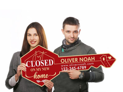 Personalized Real Estate Marketing Key Cutout Sign, Customized Realtor Social Media Photo Props, Realtor Key Sign, Customized Just Sold Key