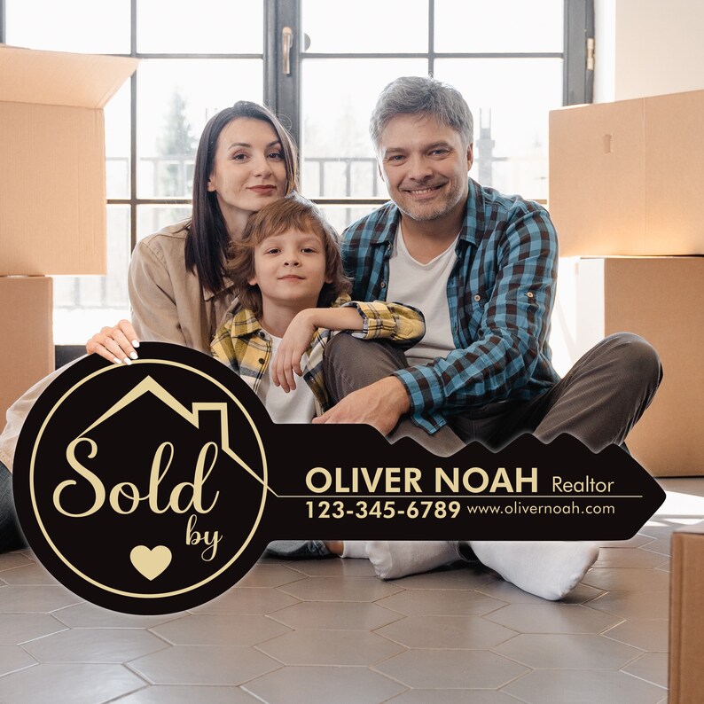 Personalized Real Estate Marketing Key Cutout Sign, Customized Realtor Social Media Photo Props, Realtor Key Sign, Customized Just Sold Key