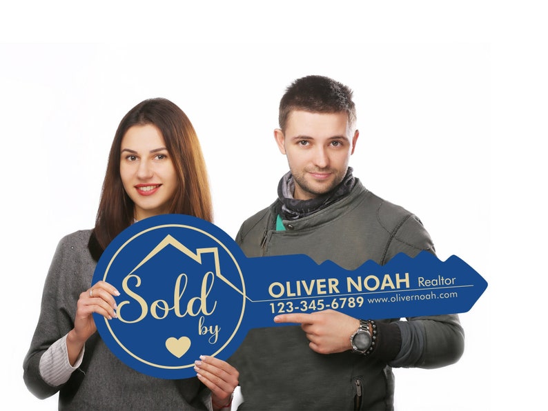 Personalized Real Estate Marketing Key Cutout Sign, Customized Realtor Social Media Photo Props, Realtor Key Sign, Customized Just Sold Key