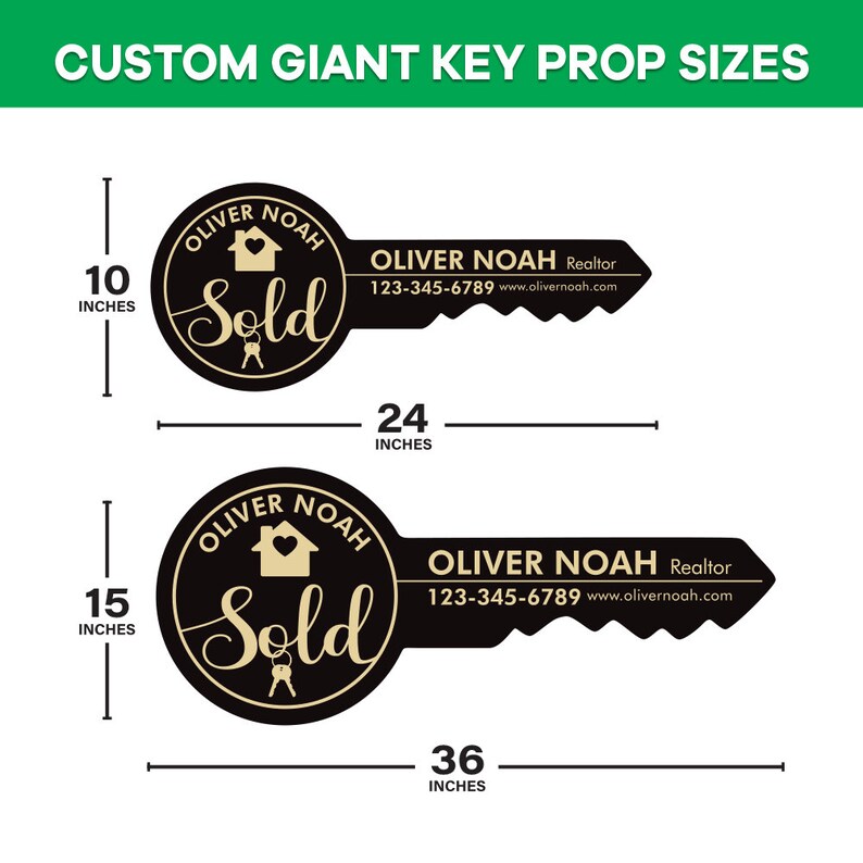 Personalized Real Estate Marketing Key Cutout Sign, Customized Realtor Social Media Photo Props, Realtor Key Sign, Customized Just Sold Key