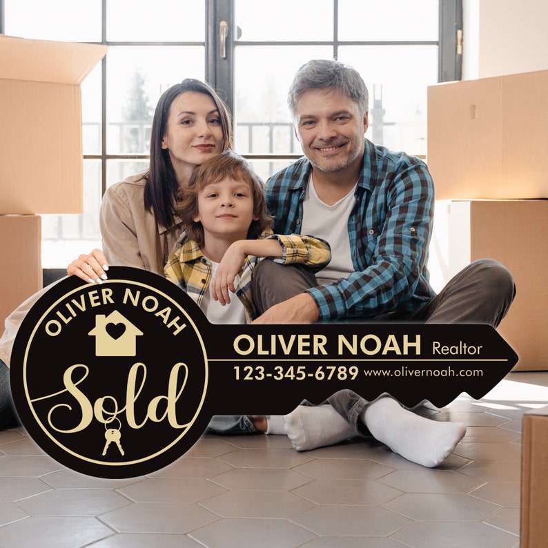 Personalized Real Estate Marketing Key Cutout Sign, Customized Realtor Social Media Photo Props, Realtor Key Sign, Customized Just Sold Key
