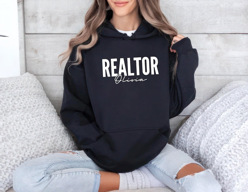 Custom Realtor Hoodie, Personalized Real Estate Hoodie, Real Estate Broker Agent Hoodie, Unisex Realtor Pullover Hoodie, Gift for Realtor