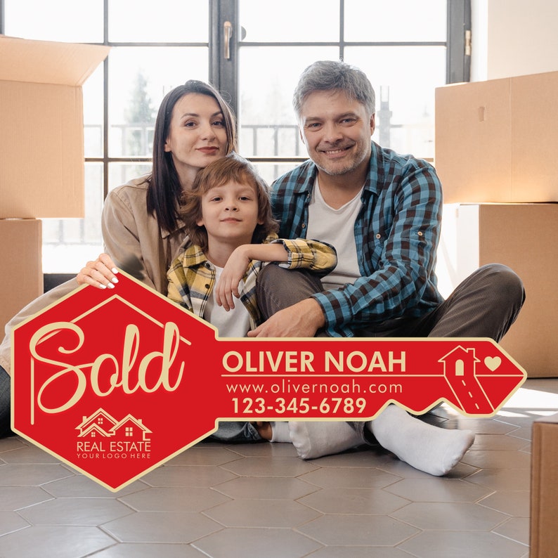 Personalized Real Estate Marketing Key Cutout Sign, Customized Realtor Social Media Photo Props, Realtor Key Sign, Customized Just Sold Key