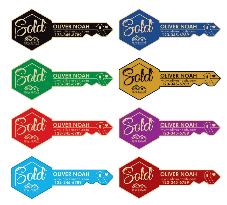 Personalized Real Estate Marketing Key Cutout Sign, Customized Realtor Social Media Photo Props, Realtor Key Sign, Customized Just Sold Key