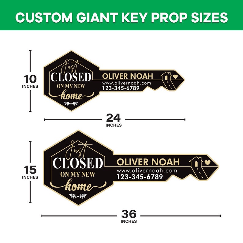 Personalized Real Estate Marketing Key Cutout Sign, Customized Realtor Social Media Photo Props, Realtor Key Sign, Customized Just Sold Key