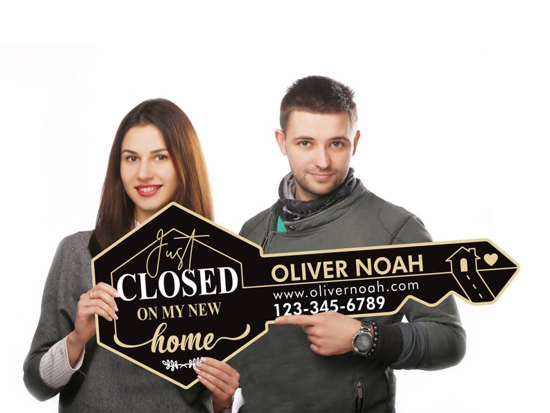 Personalized Real Estate Marketing Key Cutout Sign, Customized Realtor Social Media Photo Props, Realtor Key Sign, Customized Just Sold Key