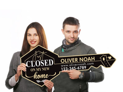 Personalized Real Estate Marketing Key Cutout Sign, Customized Realtor Social Media Photo Props, Realtor Key Sign, Customized Just Sold Key