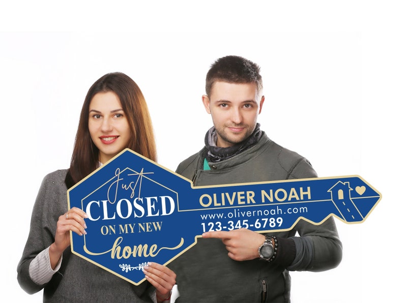 Personalized Real Estate Marketing Key Cutout Sign, Customized Realtor Social Media Photo Props, Realtor Key Sign, Customized Just Sold Key