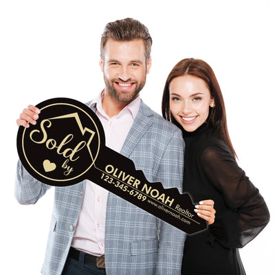 Personalized Real Estate Marketing Key Cutout Sign, Customized Realtor Social Media Photo Props, Realtor Key Sign, Customized Just Sold Key