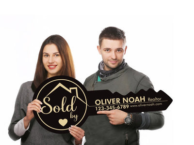 Personalized Real Estate Marketing Key Cutout Sign, Customized Realtor Social Media Photo Props, Realtor Key Sign, Customized Just Sold Key