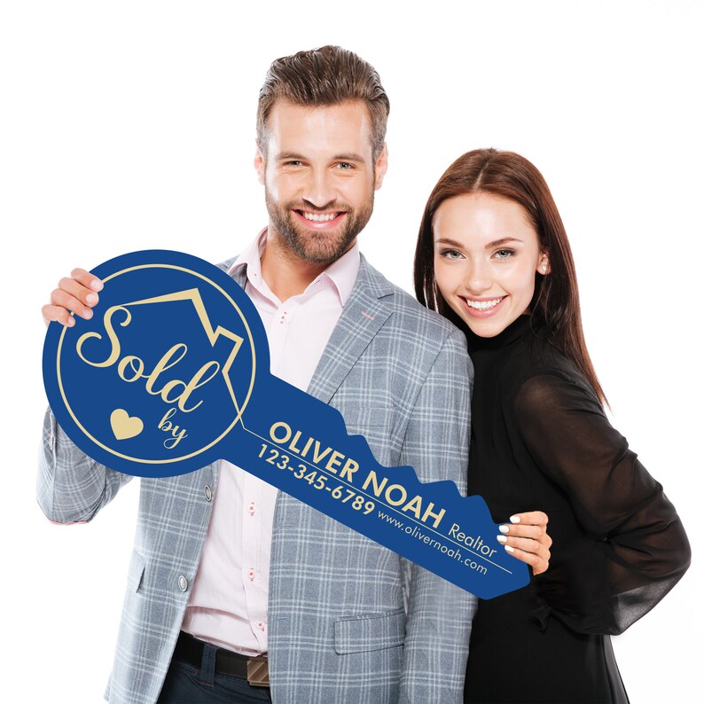 Personalized Real Estate Marketing Key Cutout Sign, Customized Realtor Social Media Photo Props, Realtor Key Sign, Customized Just Sold Key