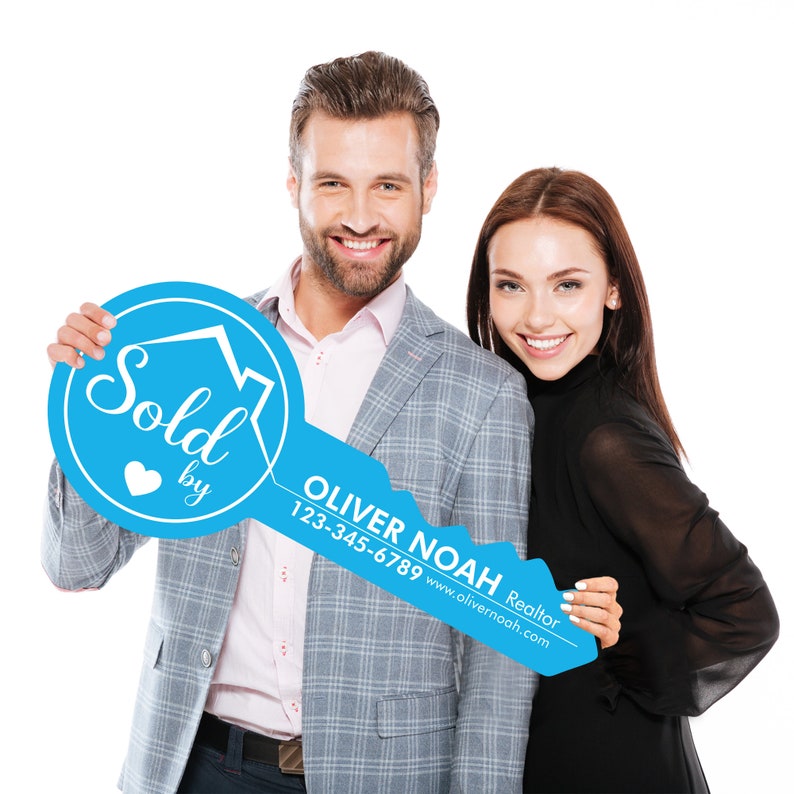 Personalized Real Estate Marketing Key Cutout Sign, Customized Realtor Social Media Photo Props, Realtor Key Sign, Customized Just Sold Key