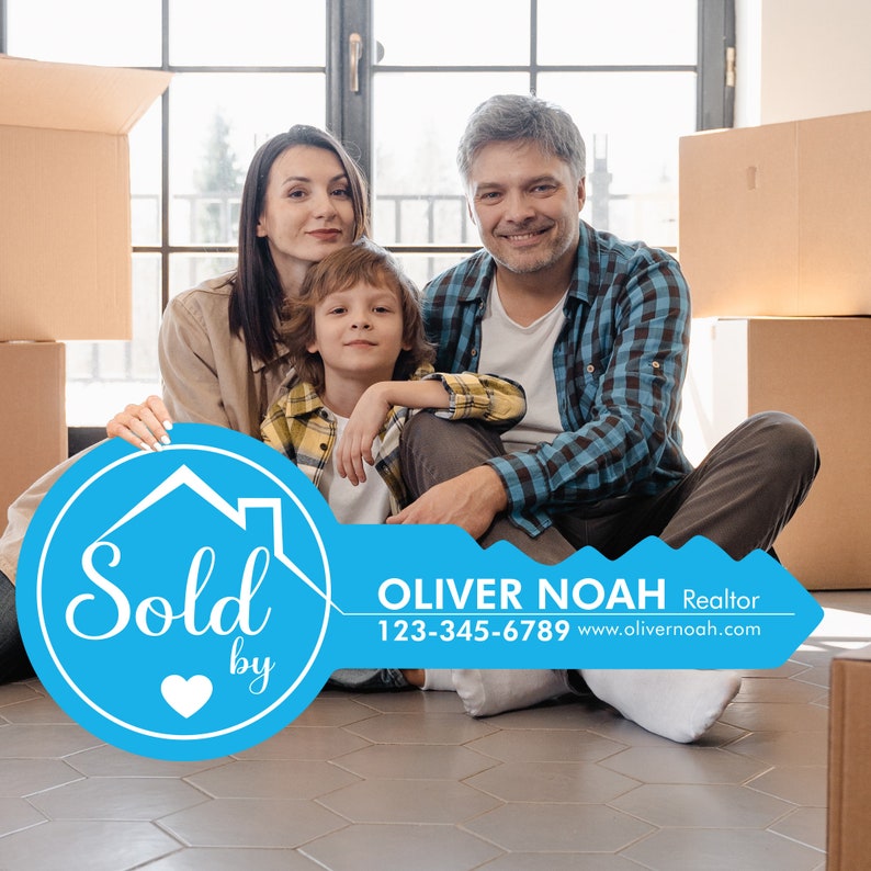 Personalized Real Estate Marketing Key Cutout Sign, Customized Realtor Social Media Photo Props, Realtor Key Sign, Customized Just Sold Key