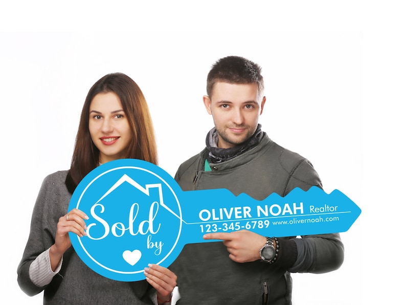 Personalized Real Estate Marketing Key Cutout Sign, Customized Realtor Social Media Photo Props, Realtor Key Sign, Customized Just Sold Key