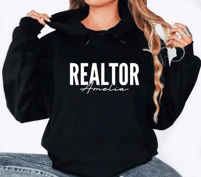 Custom Realtor Hoodie, Personalized Real Estate Hoodie, Real Estate Broker Agent Hoodie, Unisex Realtor Pullover Hoodie, Gift for Realtor