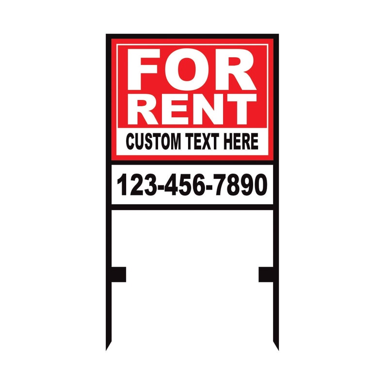Personalized For Rent Real Estate Sign with Metal Frame - Custom For Rent Coroplast 18" x 24" Sign An additional 6" x 24" Rider