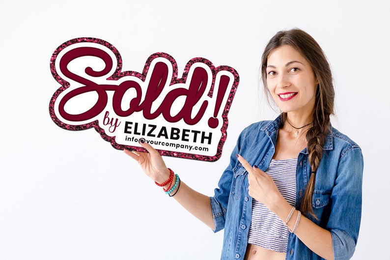 Personalized Real Estate Sold Cutout Sign, Customized Realtor Social Media Photo Props, Realtor Key Sign, Customized Name Sold By Sign