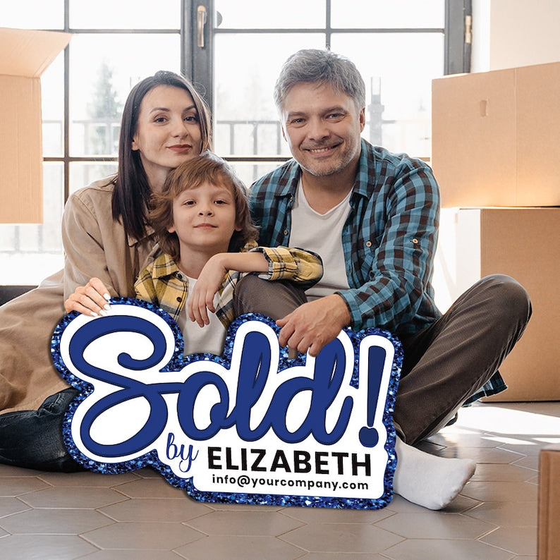 Personalized Real Estate Sold Cutout Sign, Customized Realtor Social Media Photo Props, Realtor Key Sign, Customized Name Sold By Sign
