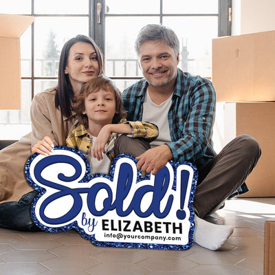 Personalized Real Estate Sold Cutout Sign, Customized Realtor Social Media Photo Props, Realtor Key Sign, Customized Name Sold By Sign