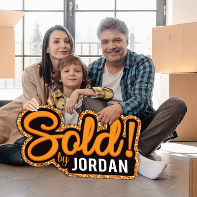 Personalized Real Estate Sold Cutout Sign, Customized Realtor Social Media Photo Props, Realtor Key Sign, Customized Name Sold By Sign