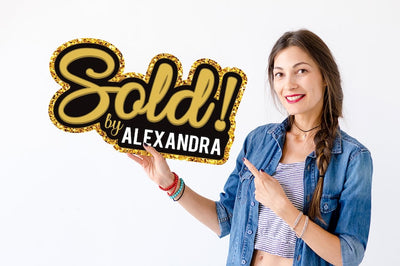 Personalized Real Estate Sold Cutout Sign, Customized Realtor Social Media Photo Props, Realtor Key Sign, Customized Name Sold By Sign