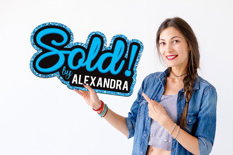Personalized Real Estate Sold Cutout Sign, Customized Realtor Social Media Photo Props, Realtor Key Sign, Customized Name Sold By Sign