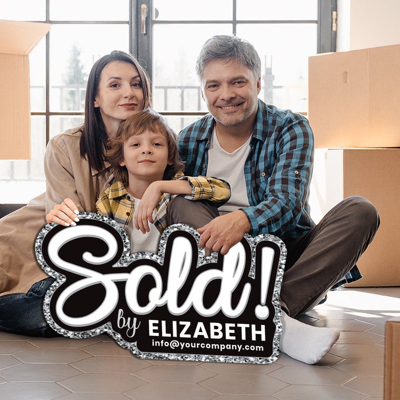 Personalized Real Estate Sold Cutout Sign, Customized Realtor Social Media Photo Props, Realtor Key Sign, Customized Name Sold By Sign