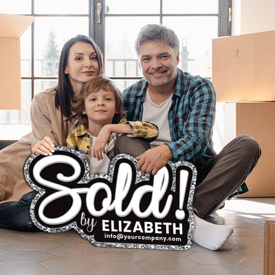Personalized Real Estate Sold Cutout Sign, Customized Realtor Social Media Photo Props, Realtor Key Sign, Customized Name Sold By Sign