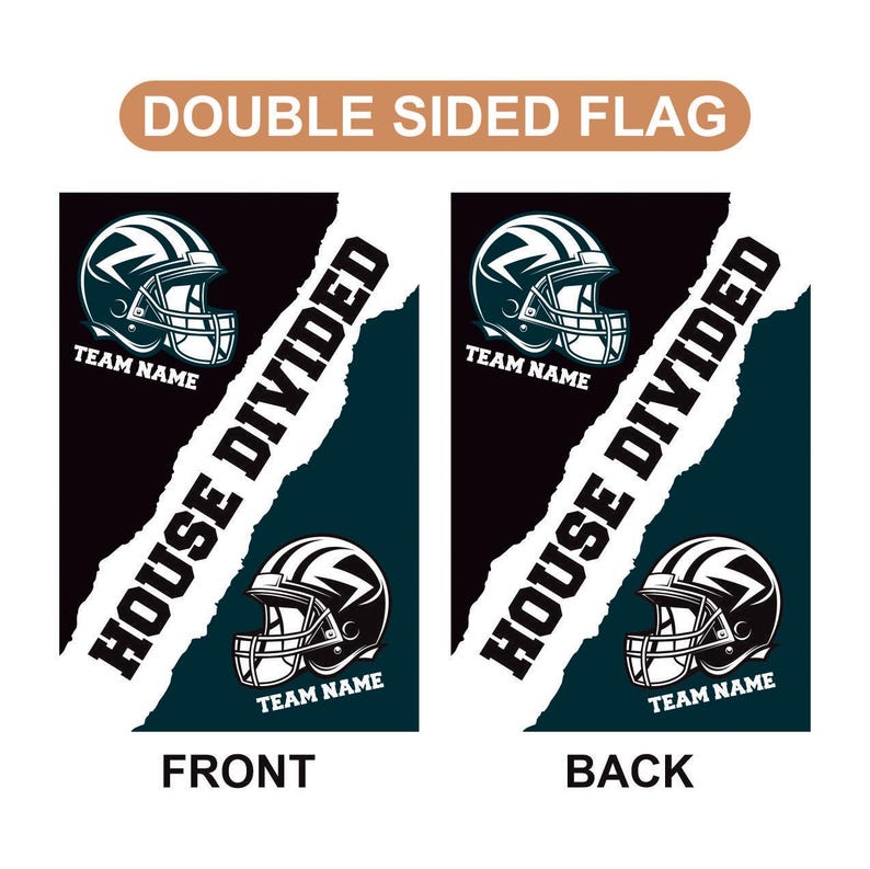 Custom House Divided Garden Flag - 12x18 Inch Double Sided, Hockey, Basketball, Baseball, Football, Any League, College, Team Rivalry Flag