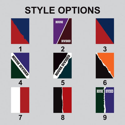 Custom House Divided Garden Flag - 12x18 Inch Double Sided, Hockey, Basketball, Baseball, Football, Any League, College, Team Rivalry Flag