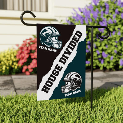 Custom House Divided Garden Flag - 12x18 Inch Double Sided, Hockey, Basketball, Baseball, Football, Any League, College, Team Rivalry Flag