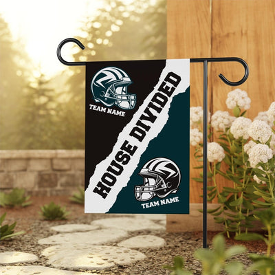 Custom House Divided Garden Flag - 12x18 Inch Double Sided, Hockey, Basketball, Baseball, Football, Any League, College, Team Rivalry Flag