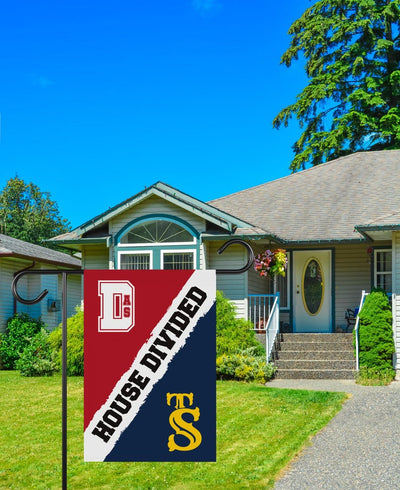 Custom House Divided Garden Flag - 12x18 Inch Double Sided, Hockey, Basketball, Baseball, Football, Any League, College, Team Rivalry Flag