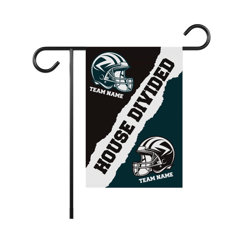 Custom House Divided Garden Flag - 12x18 Inch Double Sided, Hockey, Basketball, Baseball, Football, Any League, College, Team Rivalry Flag