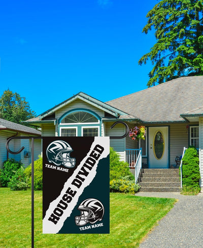 Custom House Divided Garden Flag - 12x18 Inch Double Sided, Hockey, Basketball, Baseball, Football, Any League, College, Team Rivalry Flag