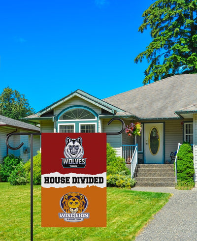 Custom House Divided Garden Flag - 12x18 Inch Double Sided, Hockey, Basketball, Baseball, Football, Any League, College, Team Rivalry Flag
