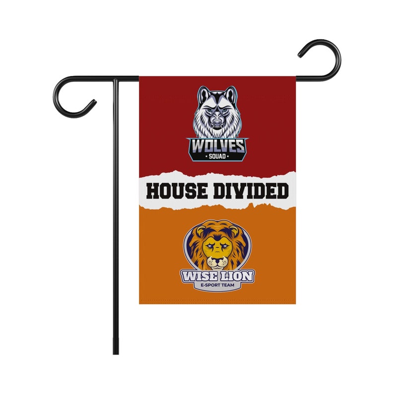 Custom House Divided Garden Flag - 12x18 Inch Double Sided, Hockey, Basketball, Baseball, Football, Any League, College, Team Rivalry Flag