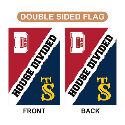 Custom House Divided Garden Flag - 12x18 Inch Double Sided, Hockey, Basketball, Baseball, Football, Any League, College, Team Rivalry Flag