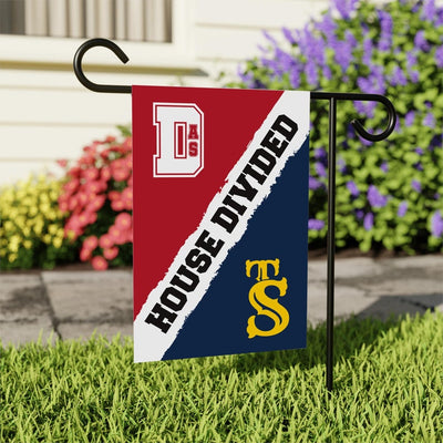 Custom House Divided Garden Flag - 12x18 Inch Double Sided, Hockey, Basketball, Baseball, Football, Any League, College, Team Rivalry Flag