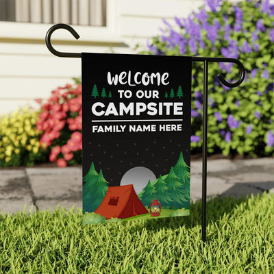 Custom Camping Garden Flag - 12x18 Inch Double Sided, Personalized Campsite Flag, Campsite Decor, Happy Campers Flag, Camping Welcome Flag