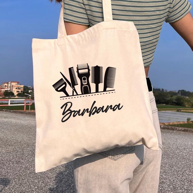 Personalized Name Hairdresser Tote Bag, Custom Hair Stylist Tote Bag, Beauty Salon Bag, Trendy Tote Bag, Hairdresser Gift, Cosmetology Gift