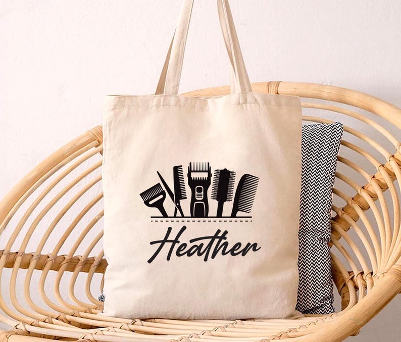 Personalized Name Hairdresser Tote Bag, Custom Hair Stylist Tote Bag, Beauty Salon Bag, Trendy Tote Bag, Hairdresser Gift, Cosmetology Gift